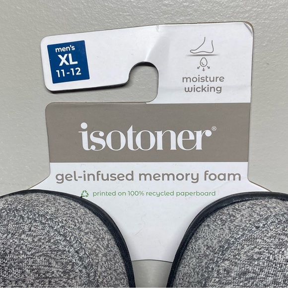 Isotoner Gel Infused Memory Foam Slippers Men’s XL (11-12) Gray Moisture Wicking - Picture 3 of 10